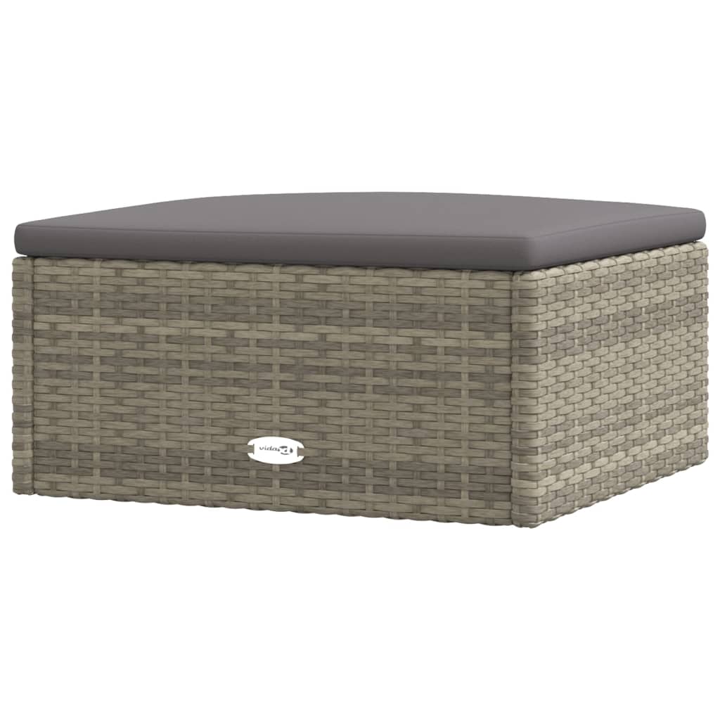 9 Piece Garden Lounge Set with Cushions Grey Poly Rattan