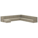 10 Piece Garden Lounge Set with Cushions Grey Poly Rattan