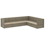 6 Piece Garden Lounge Set with Cushions Grey Poly Rattan