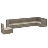7 Piece Garden Lounge Set with Cushions Grey Poly Rattan - Top-Down View