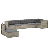 8 Piece Garden Lounge Set with Cushions Grey Poly Rattan - Side View