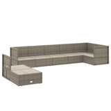 8 Piece Garden Lounge Set with Cushions Grey Poly Rattan - Top-Down View
