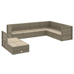 8 Piece Garden Lounge Set with Cushions Grey Poly Rattan