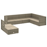 8 Piece Garden Lounge Set with Cushions Grey Poly Rattan - Top-Down View