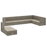 9 Piece Garden Lounge Set with Cushions Grey Poly Rattan - Top-Down View
