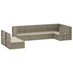 7 Piece Garden Lounge Set with Cushions Grey Poly Rattan