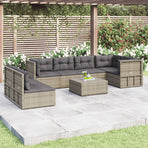 7 Piece Garden Lounge Set with Cushions Grey Poly Rattan