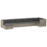 8 Piece Garden Lounge Set with Cushions Grey Poly Rattan - Side View