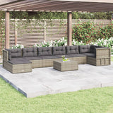 8 Piece Garden Lounge Set with Cushions Grey Poly Rattan