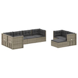 8 Piece Garden Lounge Set with Cushions Grey Poly Rattan