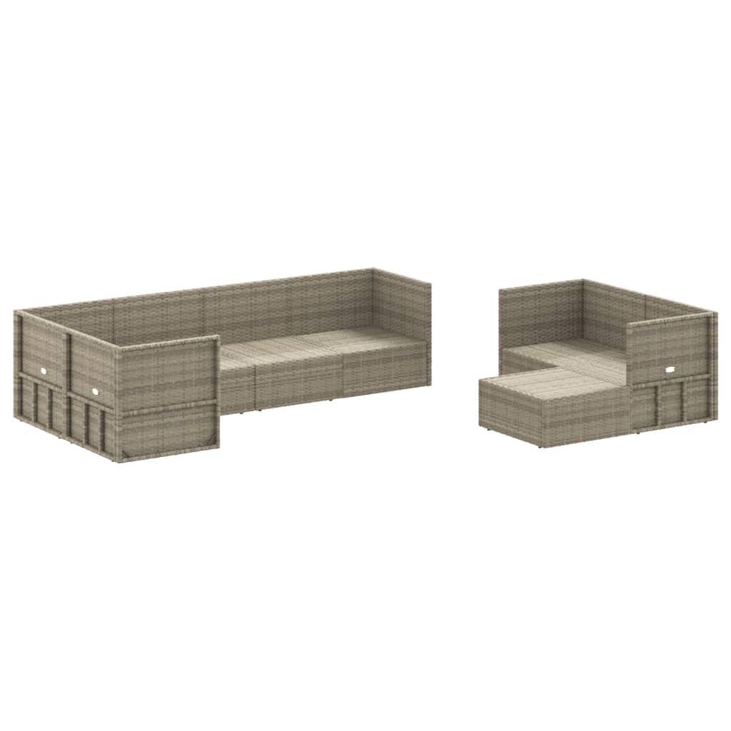 8 Piece Garden Lounge Set with Cushions Grey Poly Rattan
