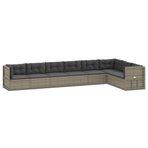 8 Piece Garden Lounge Set with Cushions Grey Poly Rattan