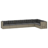 8 Piece Garden Lounge Set with Cushions Grey Poly Rattan