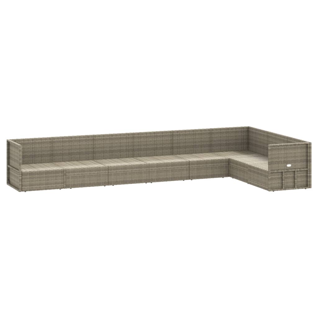 8 Piece Garden Lounge Set with Cushions Grey Poly Rattan