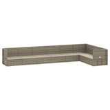 8 Piece Garden Lounge Set with Cushions Grey Poly Rattan