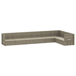 8 Piece Garden Lounge Set with Cushions Grey Poly Rattan