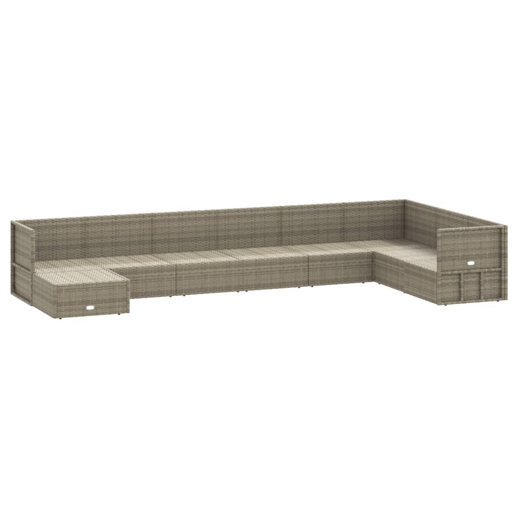9 Piece Garden Lounge Set with Cushions Grey Poly Rattan