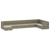 9 Piece Garden Lounge Set with Cushions Grey Poly Rattan