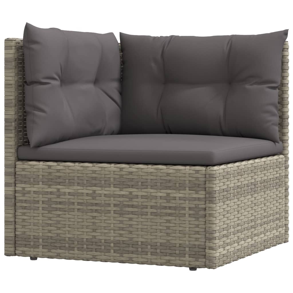9 Piece Garden Lounge Set with Cushions Grey Poly Rattan