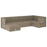 6 Piece Garden Lounge Set with Cushions Grey Poly Rattan