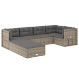 7 Piece Garden Lounge Set with Cushions Grey Poly Rattan - Side View