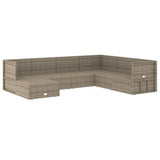 7 Piece Garden Lounge Set with Cushions Grey Poly Rattan - Top-Down View