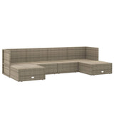 6 Piece Garden Lounge Set with Cushions Grey Poly Rattan
