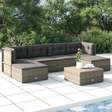 6 Piece Garden Lounge Set with Cushions Grey Poly Rattan