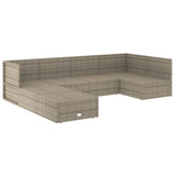 7 Piece Garden Lounge Set with Cushions Grey Poly Rattan - Top-Down View
