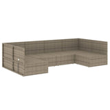 6 Piece Garden Lounge Set with Cushions Grey Poly Rattan - Top-Down View