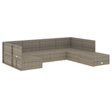 7 Piece Garden Lounge Set with Cushions Grey Poly Rattan - Top-Down View