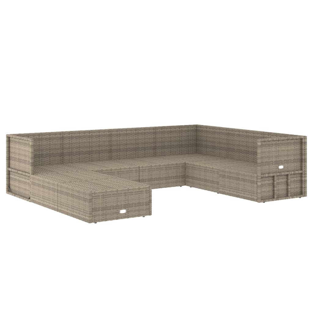 8 Piece Garden Lounge Set with Cushions Grey Poly Rattan