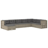 8 Piece Garden Lounge Set with Cushions Grey Poly Rattan - Side View