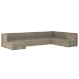 8 Piece Garden Lounge Set with Cushions Grey Poly Rattan - Top-Down View