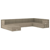 9 Piece Garden Lounge Set with Cushions Grey Poly Rattan - Top-Down View