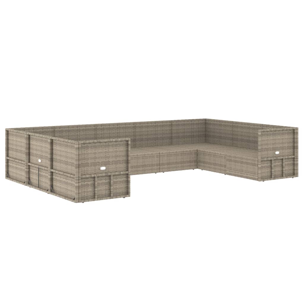 9 Piece Garden Lounge Set with Cushions Grey Poly Rattan