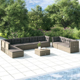 10 Piece Garden Lounge Set with Cushions Grey Poly Rattan