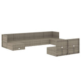 9 Piece Garden Lounge Set with Cushions Grey Poly Rattan