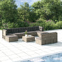 9 Piece Garden Lounge Set with Cushions Grey Poly Rattan