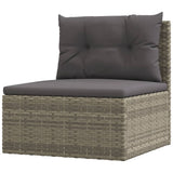 10 Piece Garden Lounge Set with Cushions Grey Poly Rattan - Low Angle