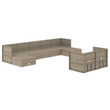 9 Piece Garden Lounge Set with Cushions Grey Poly Rattan