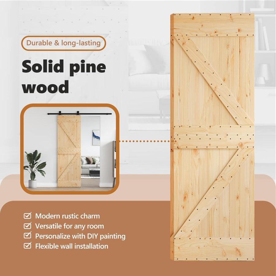 Door NARVIK 70 x 210 cm Solid Pine Wood (Untreated) Natural