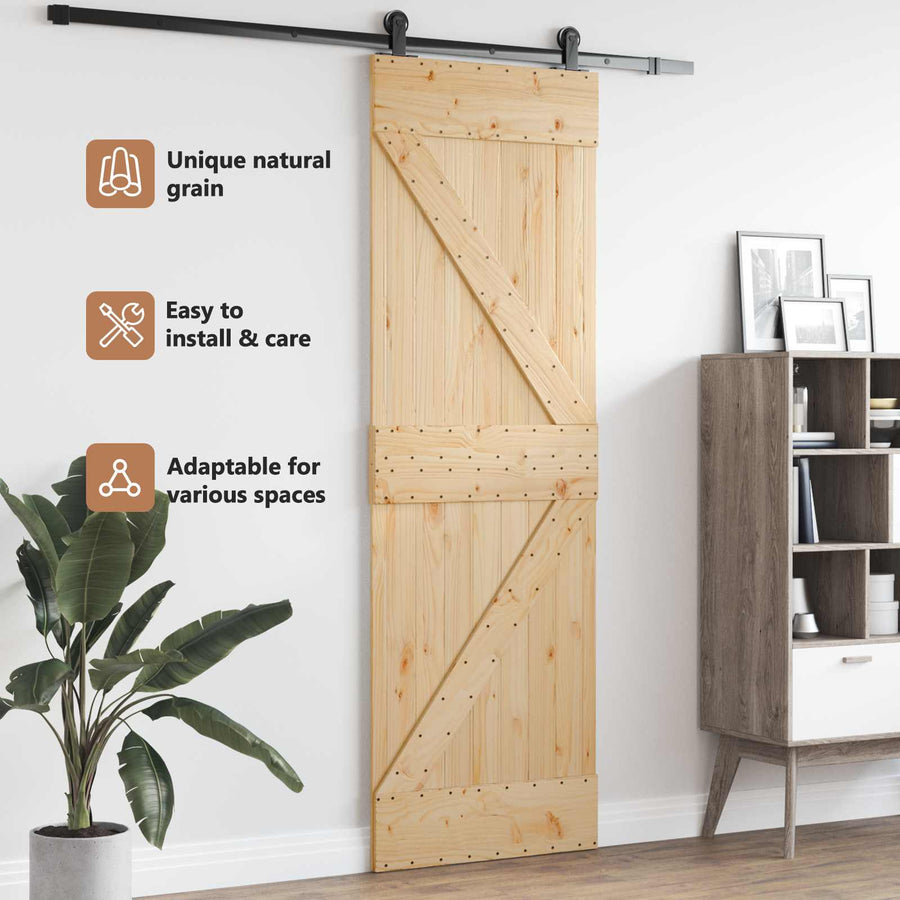 Door NARVIK 70 x 210 cm Solid Pine Wood (Untreated) Natural