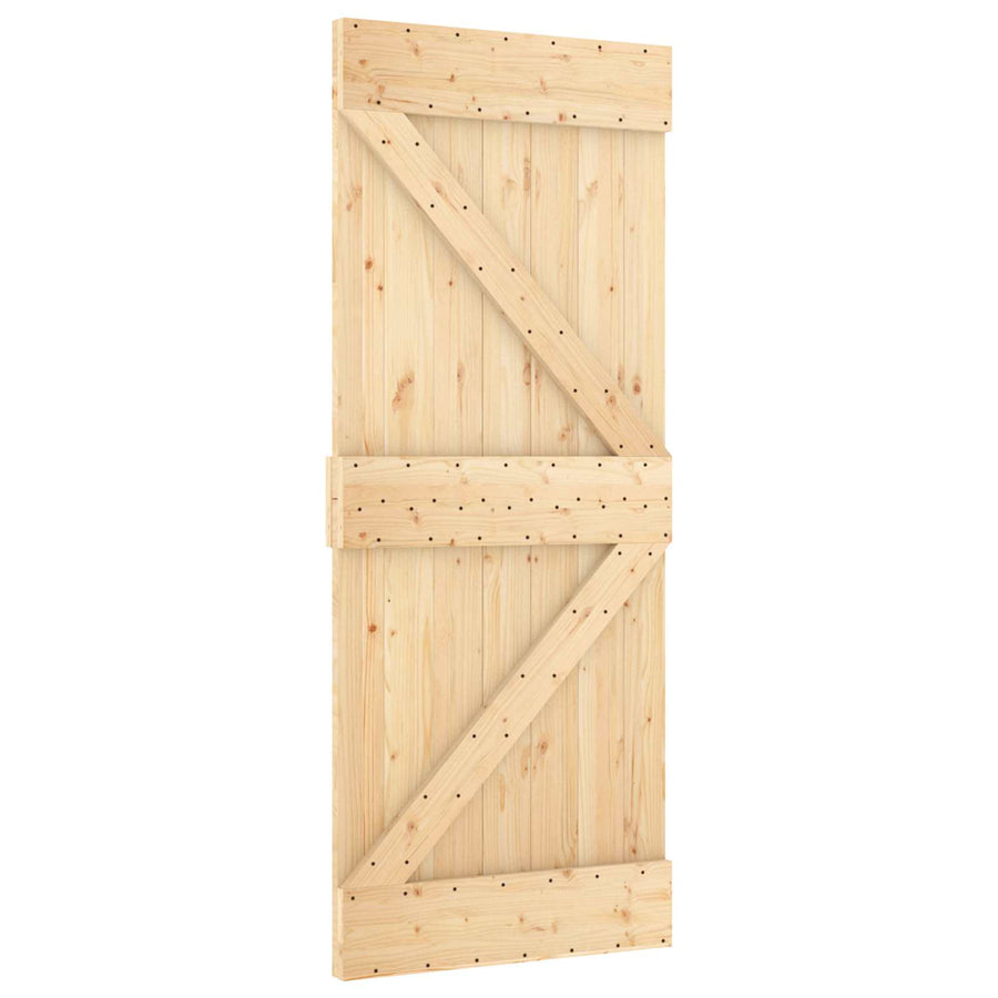Door NARVIK 85 x 210 cm Solid Pine Wood (Untreated) Natural