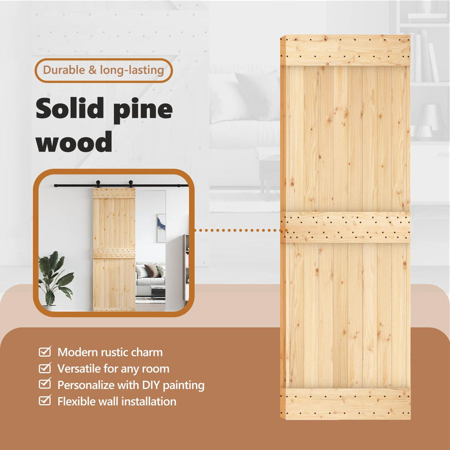 Flat Door NARVIK 70x210cm Solid Pine Wood (Untreated) Natural