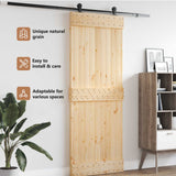 Door NARVIK Natural 85 x 210 cm Solid Pine Wood - Low Angle