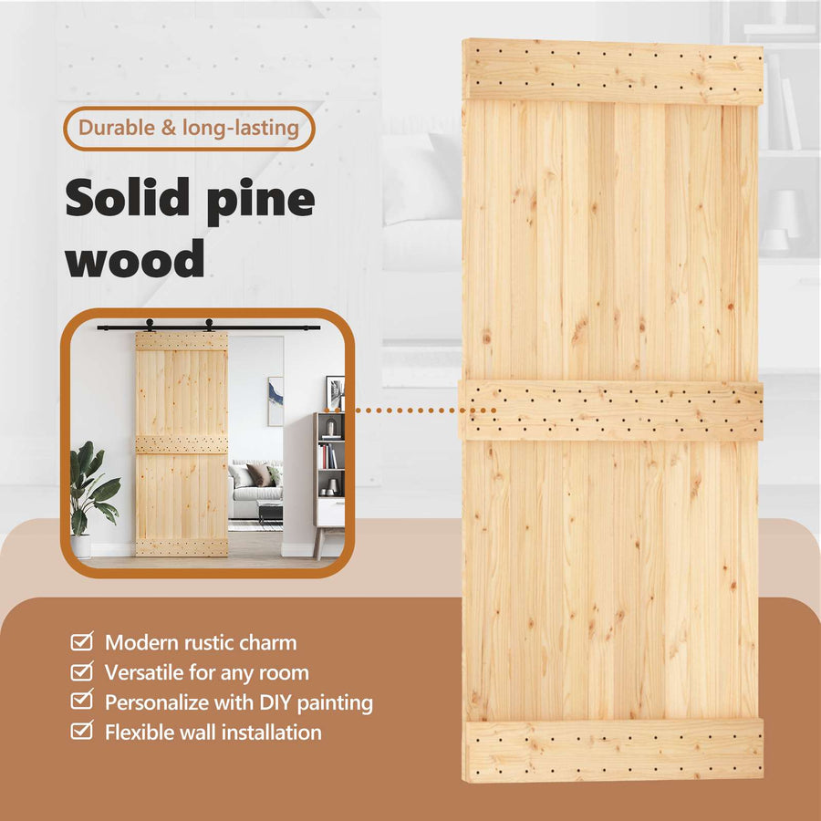 Door NARVIK 100 x 210 cm Solid Pine Wood (Untreated) Natural