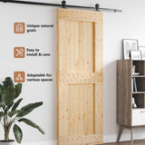 Door NARVIK Natural 85 x 210 cm Solid Pine Wood - Low Angle