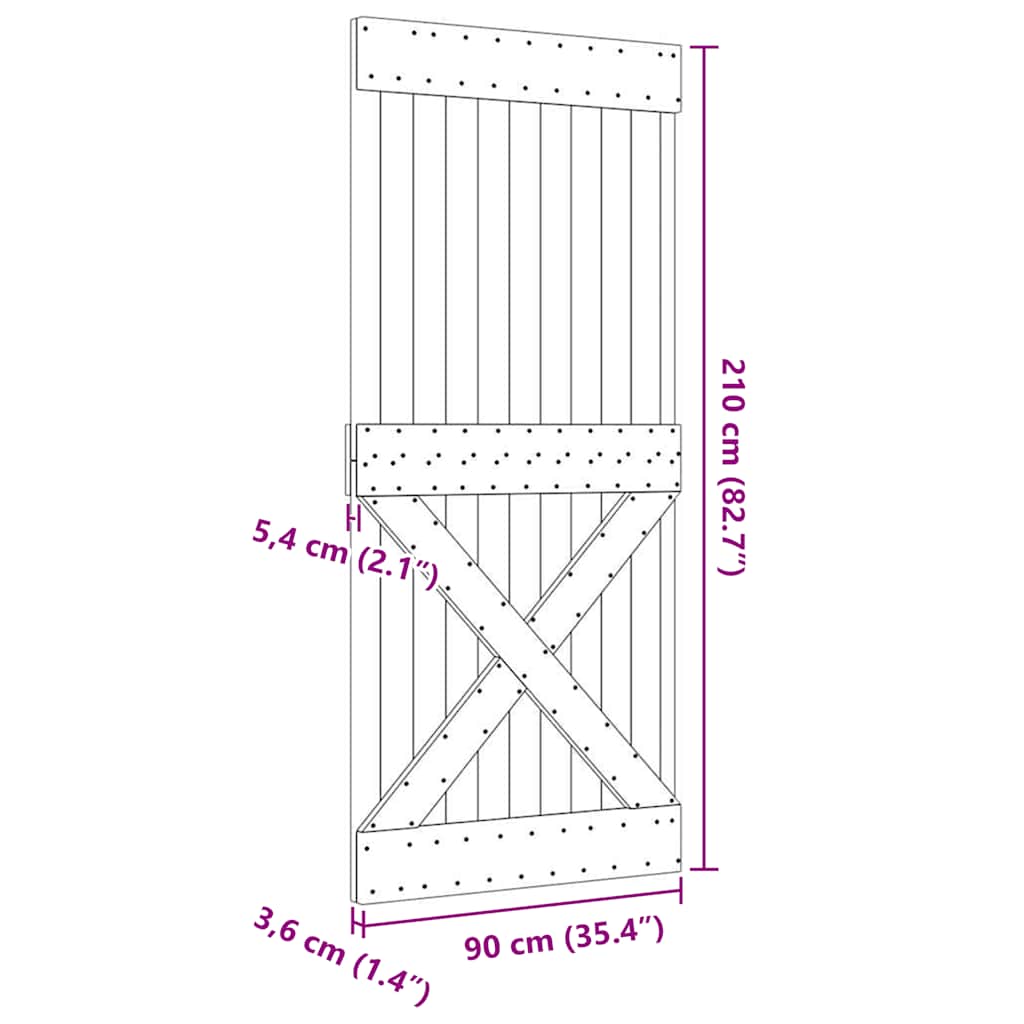 Door NARVIK 90x210 cm Solid Wood Pine