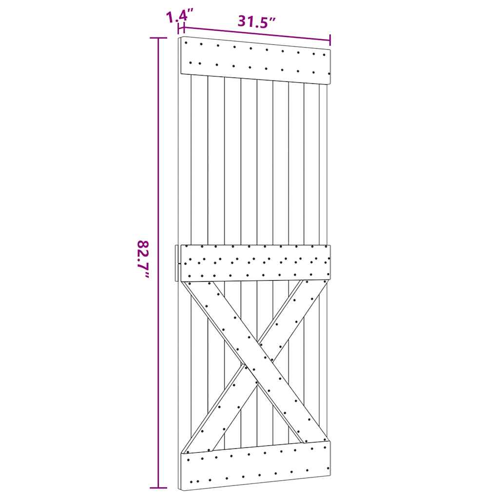 Door NARVIK 80x210 cm Solid Wood Pine